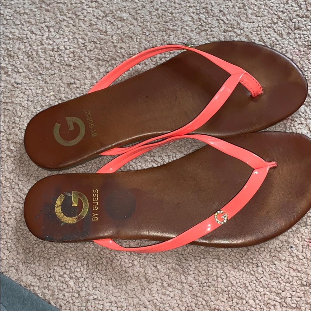 Coral pink strapped guess sandals